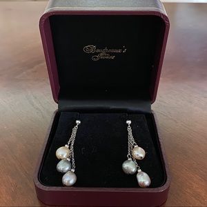 Three Color Drop Pearl Silver Earrings, Miadora